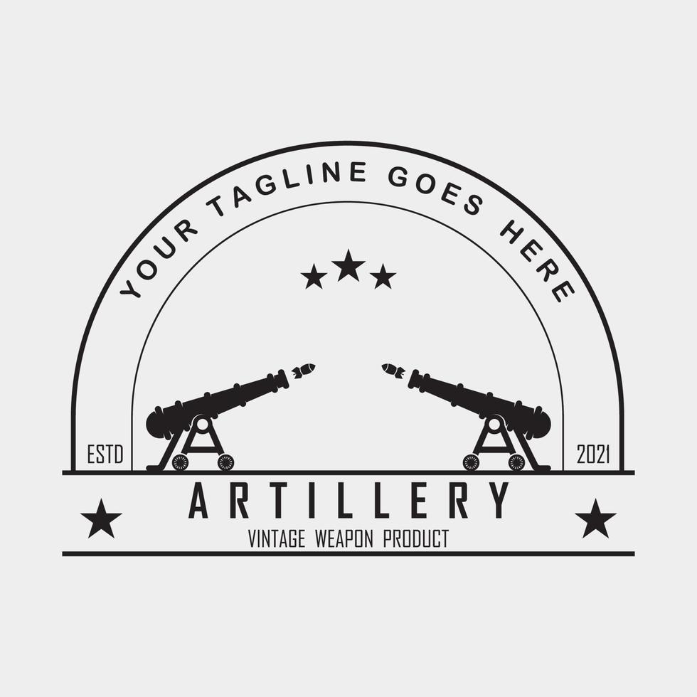 creative cannon, cannon ball, and artillery vintage logo with slogan template vector