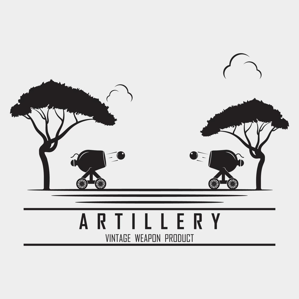 creative cannon, cannon ball, and artillery vintage logo with slogan template vector