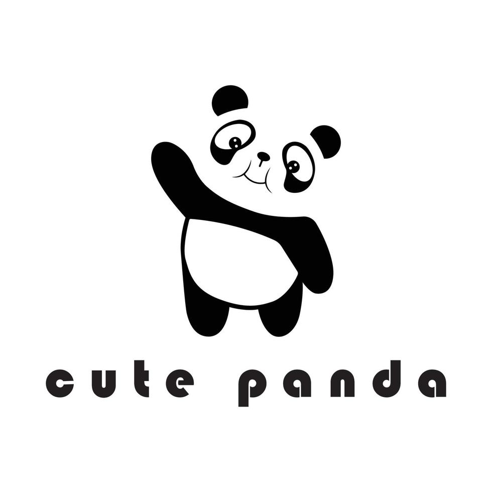 creative panda logo with slogan template vector