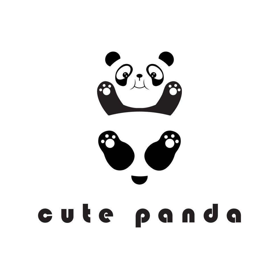 creative panda logo with slogan template vector