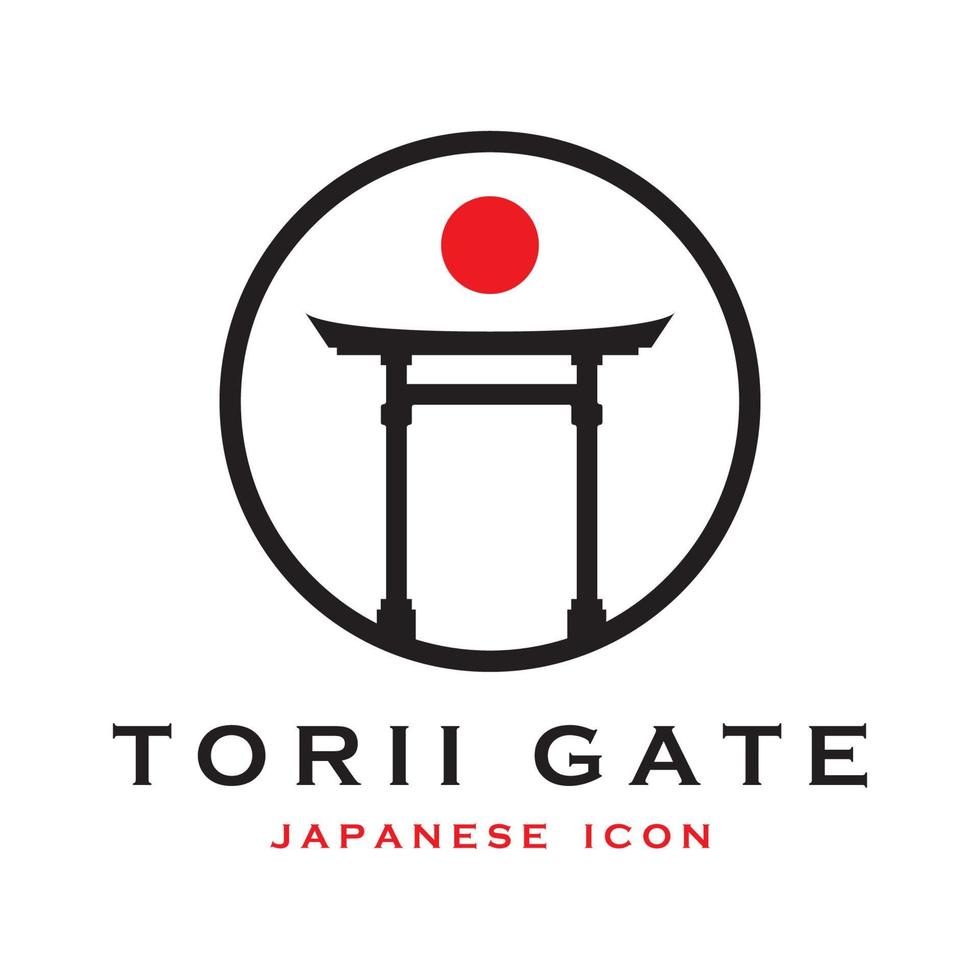 vector de puerta torii japonesa e ilustración con plantilla de eslogan