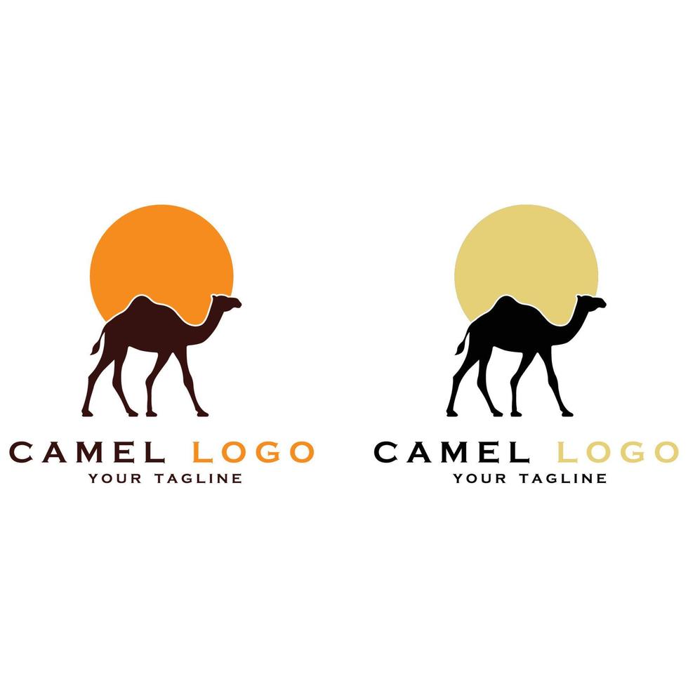 logotipo de camello creativo con plantilla de eslogan vector