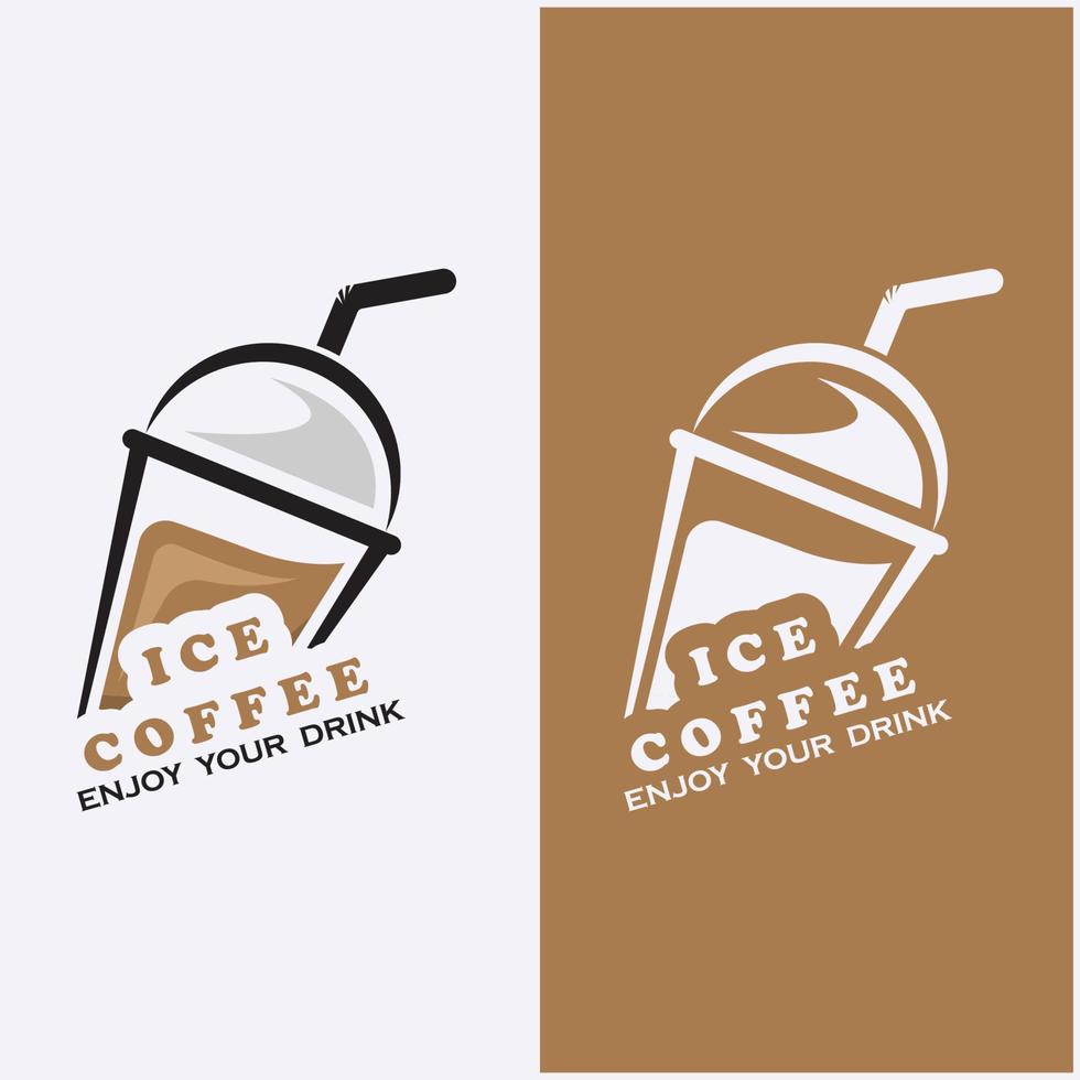 creative ice coffee drink and coffee milk logo vector illustration design