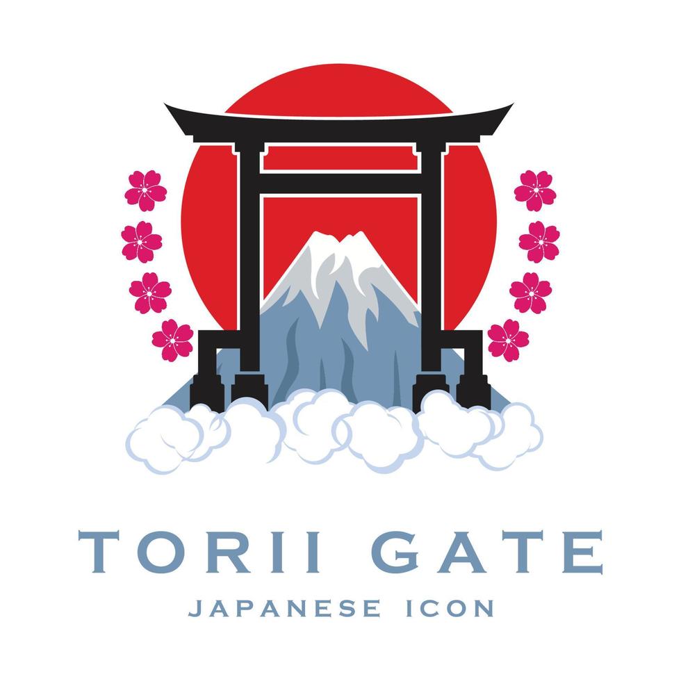 japanese torii gate vector and illustration with slogan template