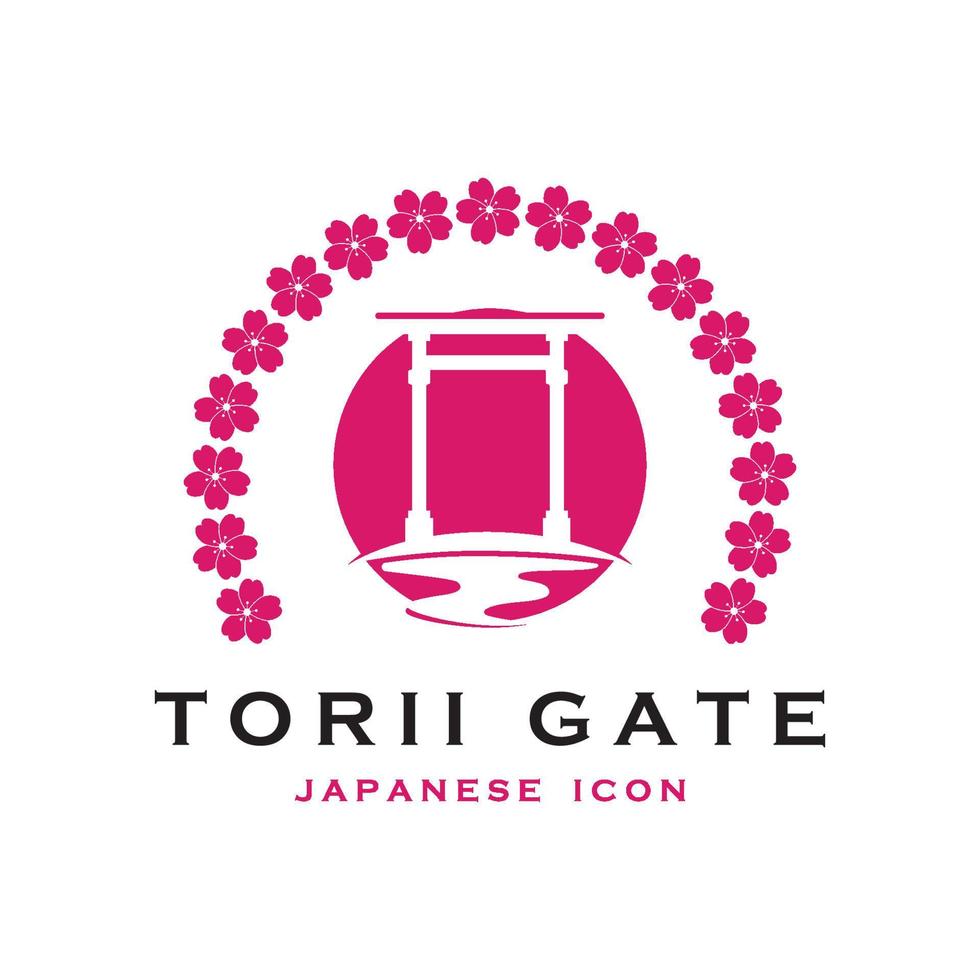 japanese torii gate vector and illustration with slogan template