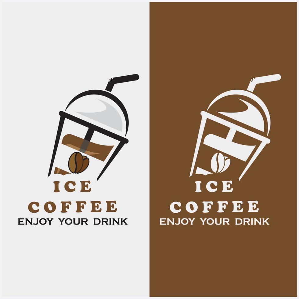 creative ice coffee drink and coffee milk logo vector illustration design