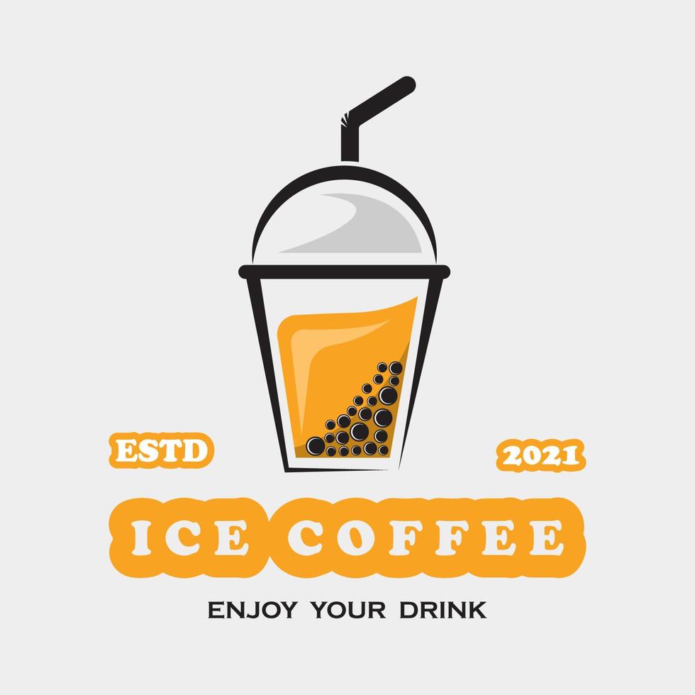 creative ice coffee drink and coffee milk logo vector illustration design