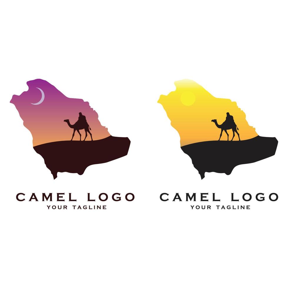 logotipo de camello creativo con plantilla de eslogan vector