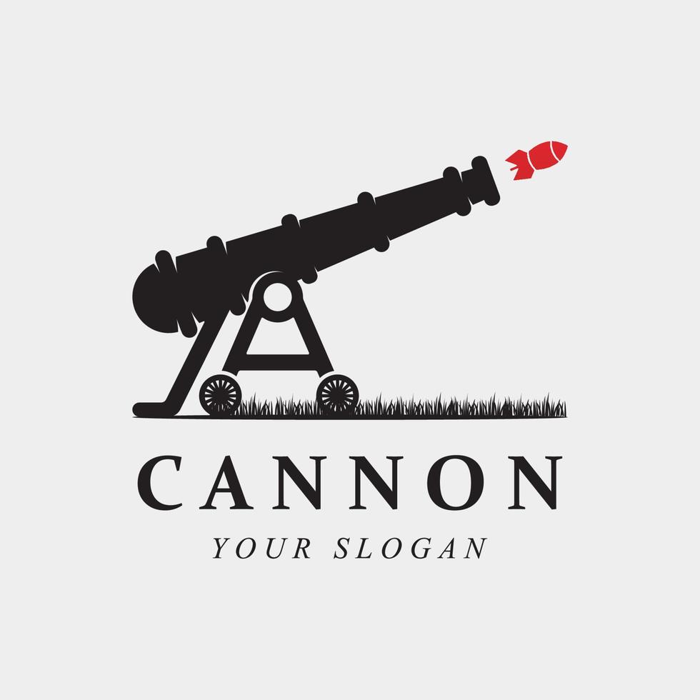 creative cannon, cannon ball, and artillery vintage logo with slogan template vector