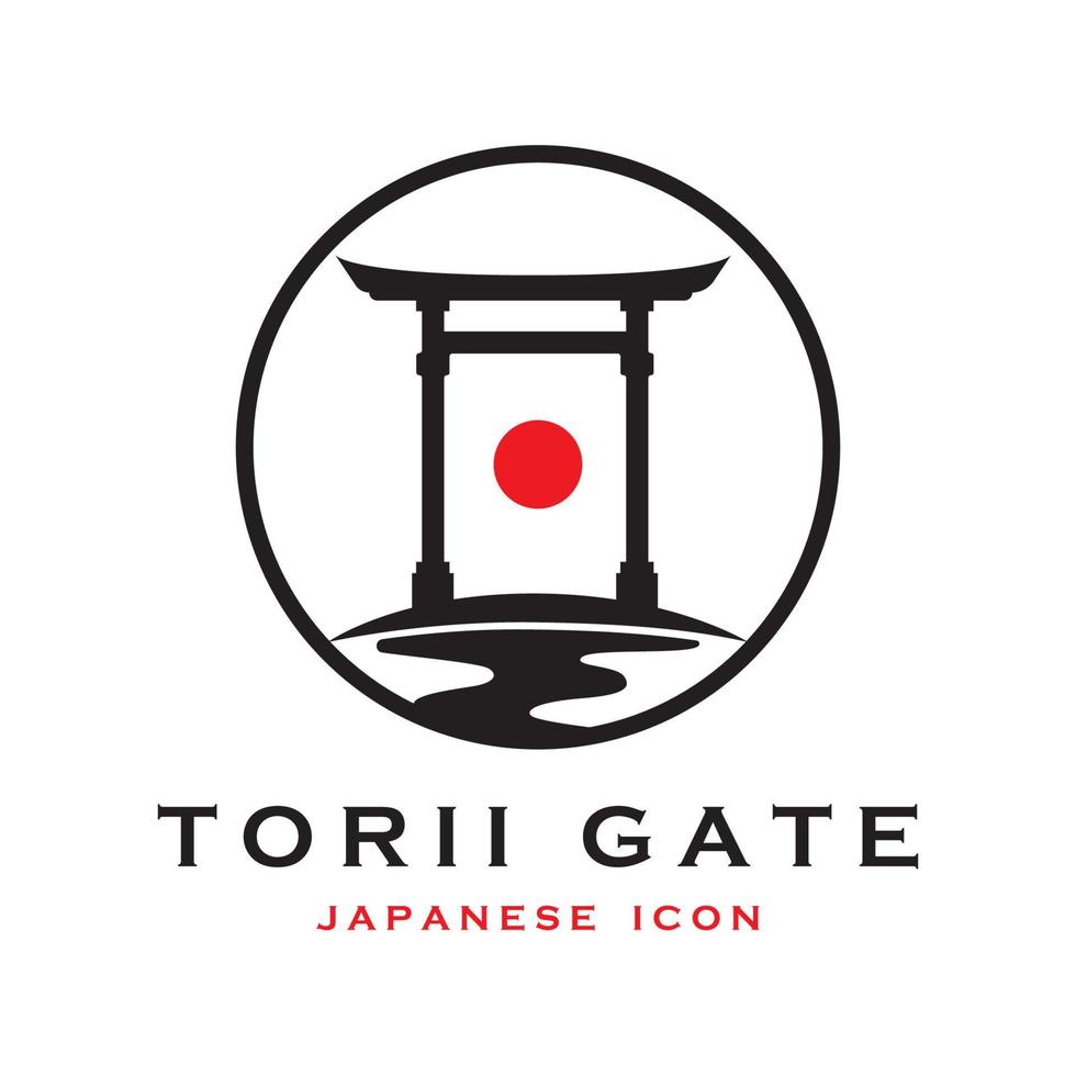 vector de puerta torii japonesa e ilustración con plantilla de eslogan