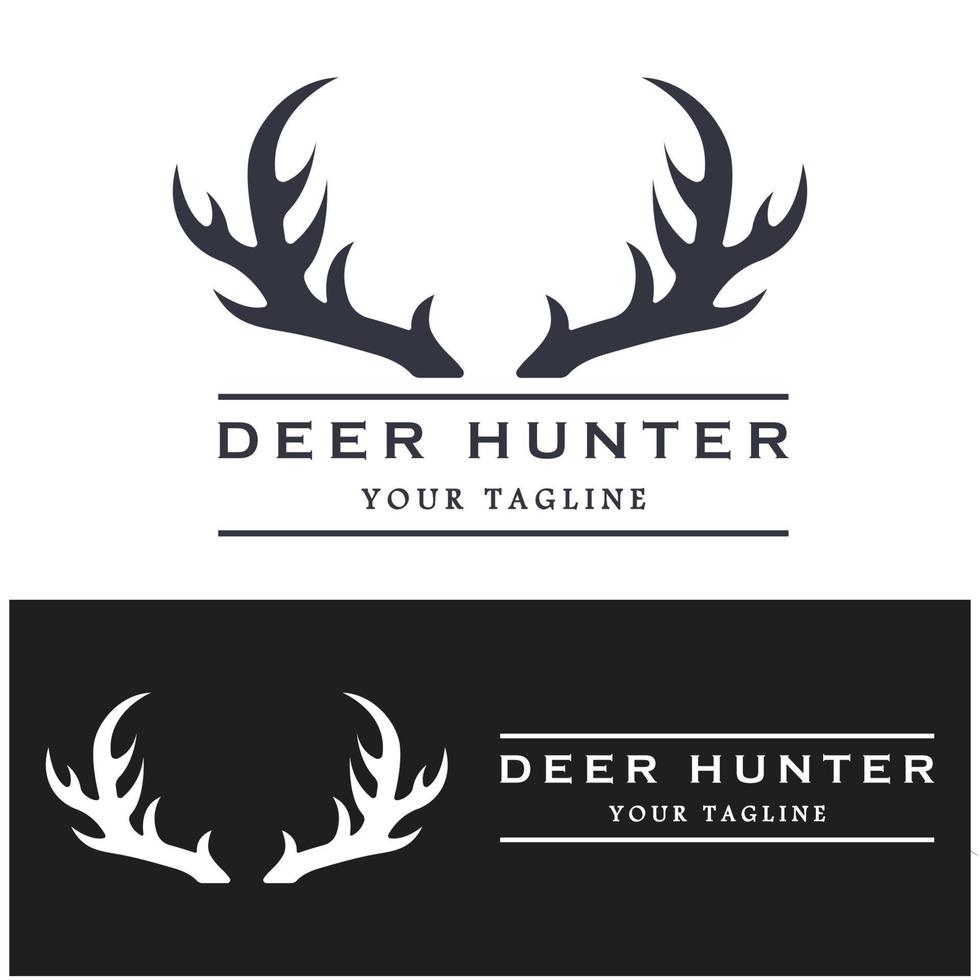 Hunter deer antler logo vector illustration design with slogan template