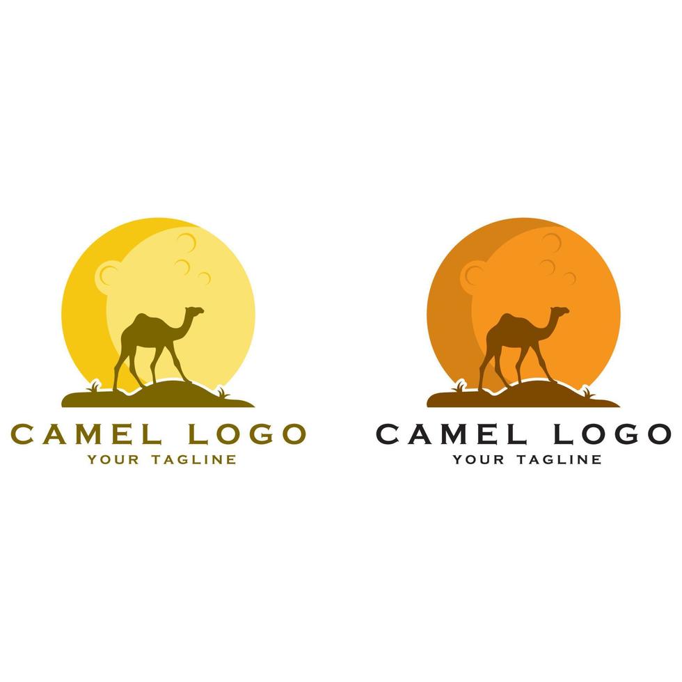 logotipo de camello creativo con plantilla de eslogan vector