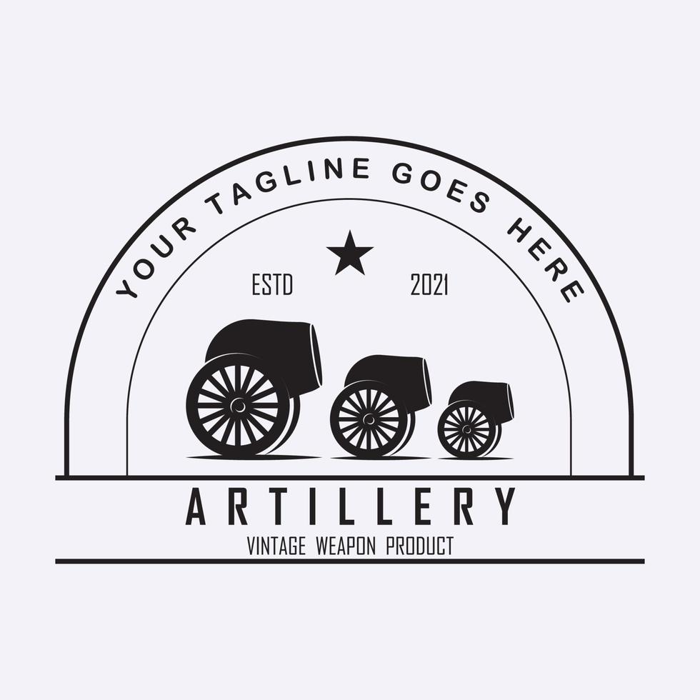 creative cannon, cannon ball, and artillery vintage logo with slogan template vector