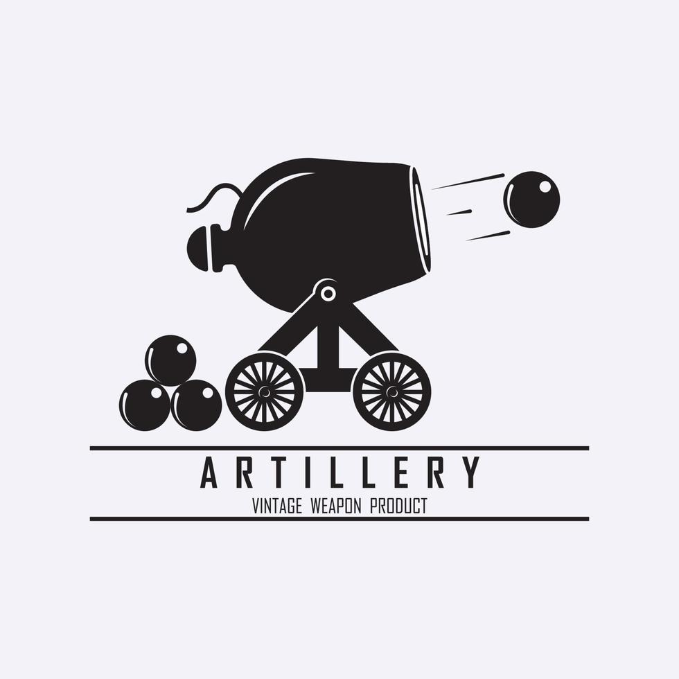 creative cannon, cannon ball, and artillery vintage logo with slogan template vector