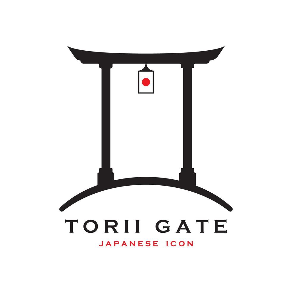 japanese torii gate vector and illustration with slogan template