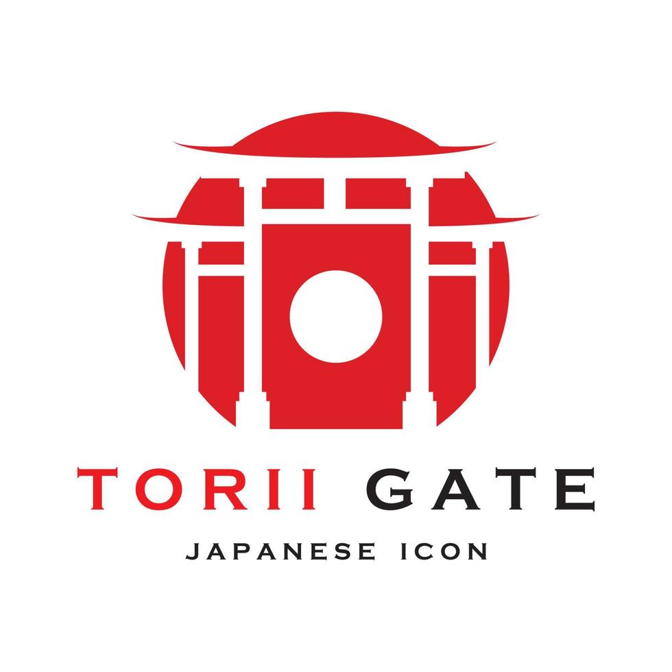 vector de puerta torii japonesa e ilustración con plantilla de eslogan