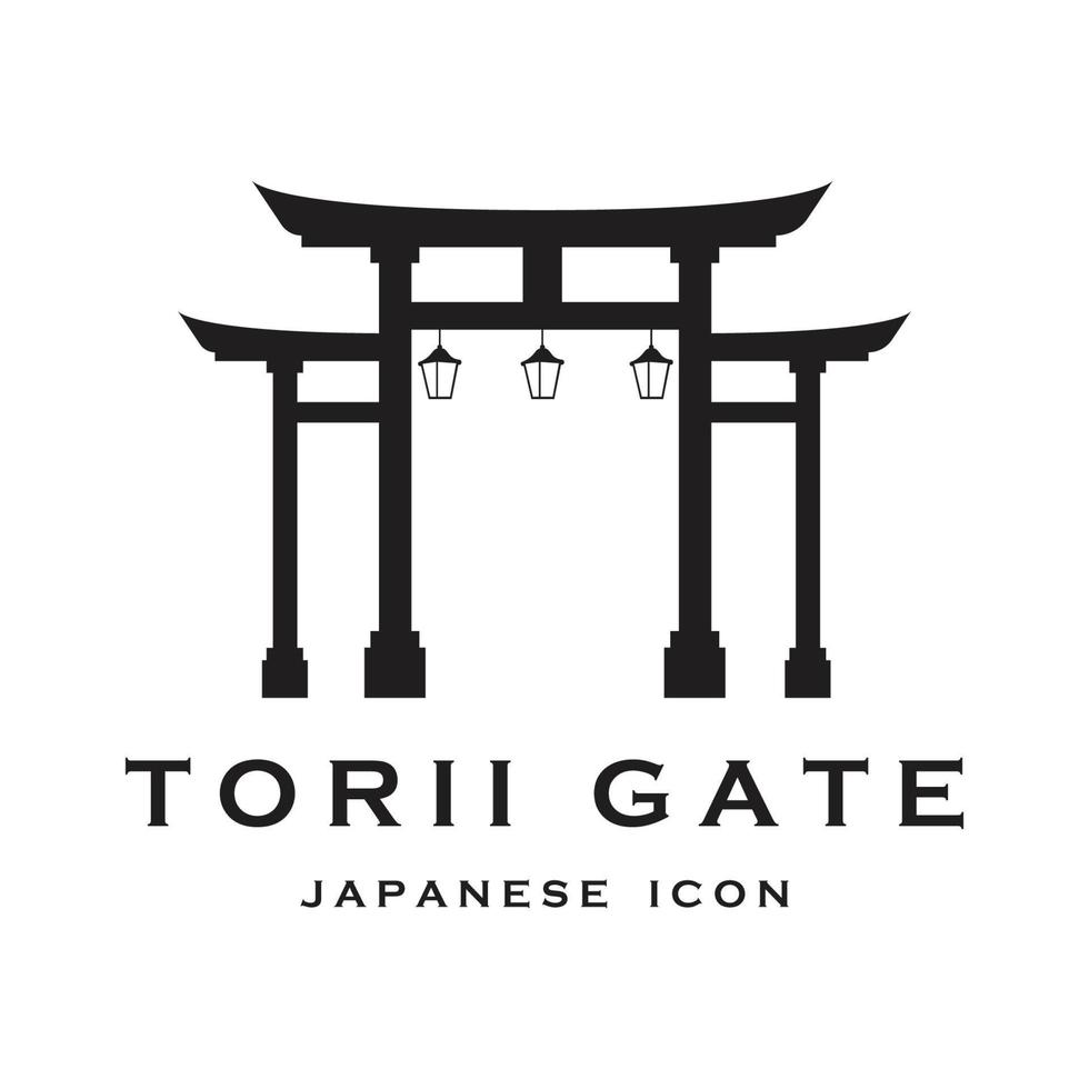 vector de puerta torii japonesa e ilustración con plantilla de eslogan