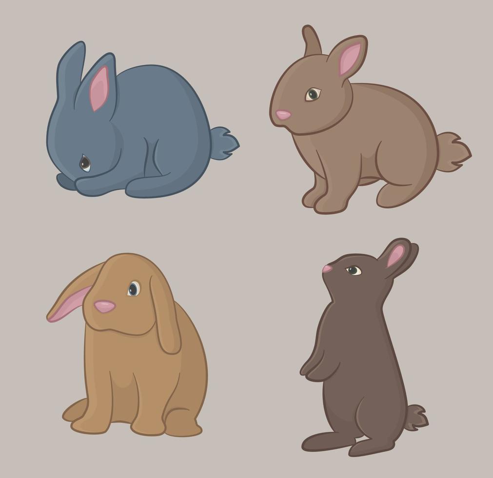 lindos conejitos de dibujos animados. diseño vectorial. vector