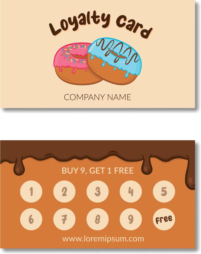 Loyalty Card. Cartoon donuts. Vector design.
