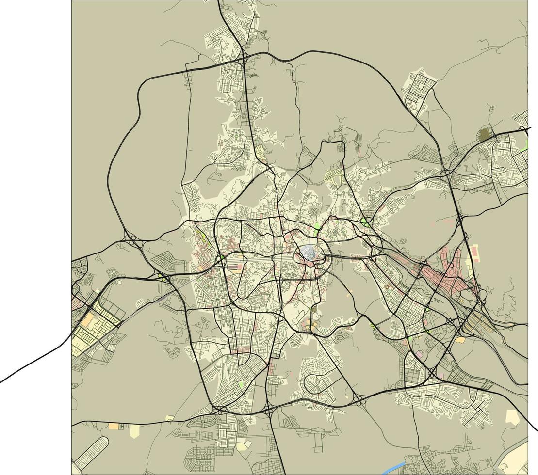 mapa vectorial detallado de makkah, arabia saudita. vector