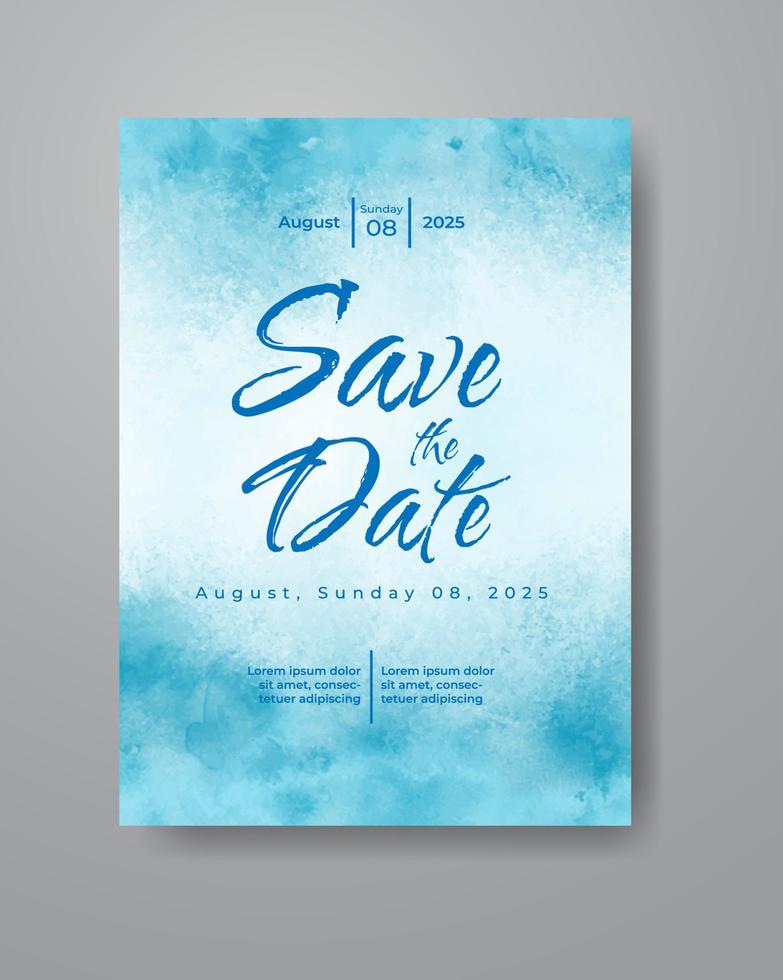 Save the date with watercolor background. Design for your invitation. vector