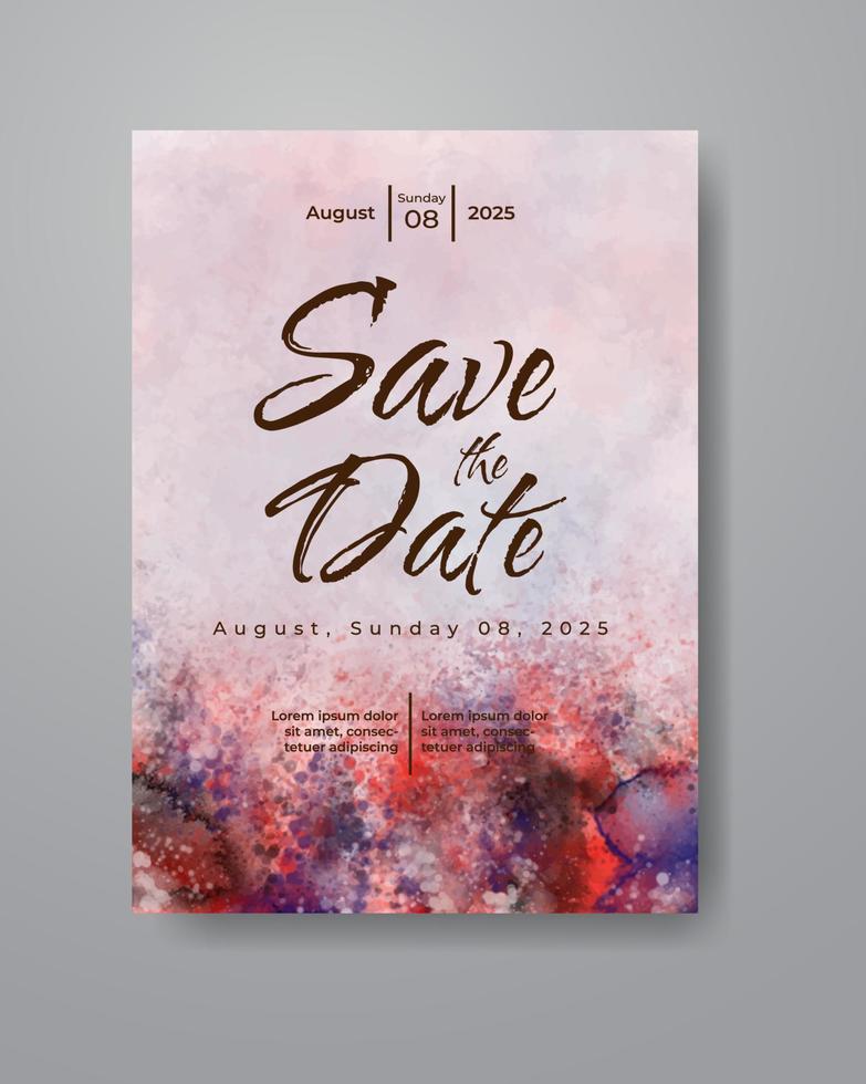 Save the date with watercolor background. Design for your invitation. vector