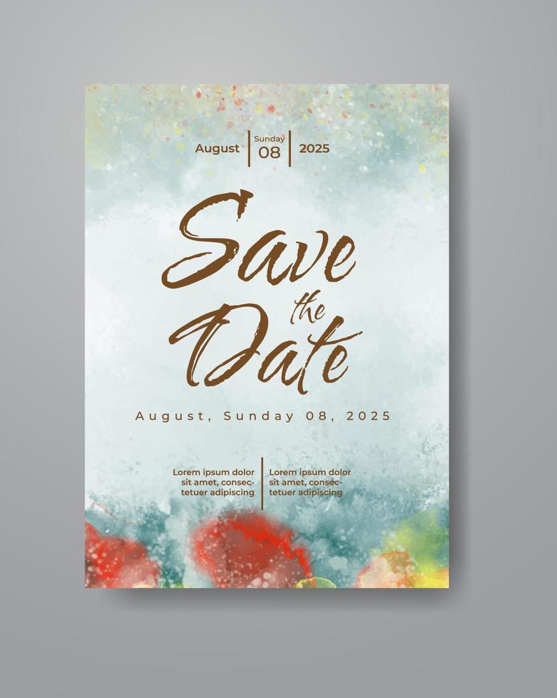 Save the date with watercolor background. Design for your invitation. vector