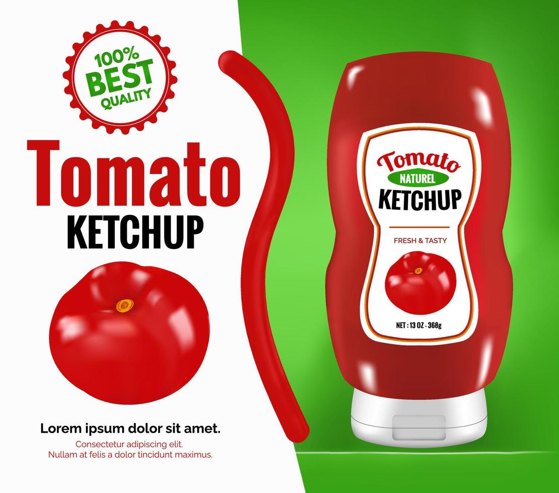 Isolated realistic drawing tomato ketchup vector