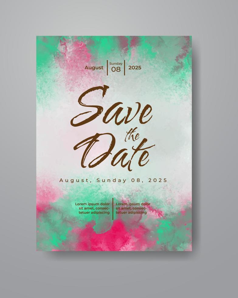 Save the date with watercolor background. Design for your invitation. vector