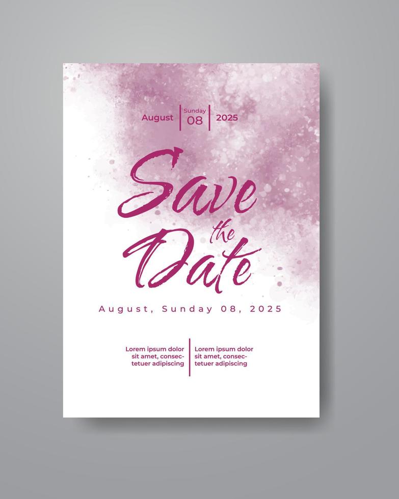 Save the date with watercolor background. Design for your invitation. vector