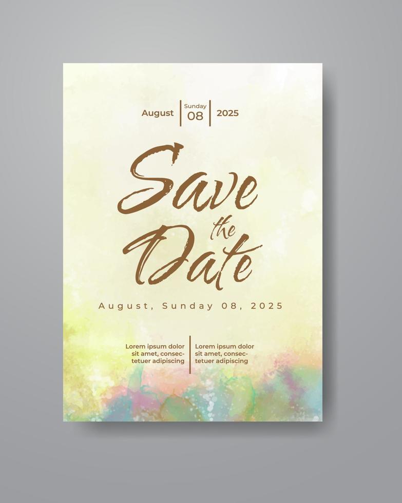 Save the date with watercolor background. Design for your invitation. vector