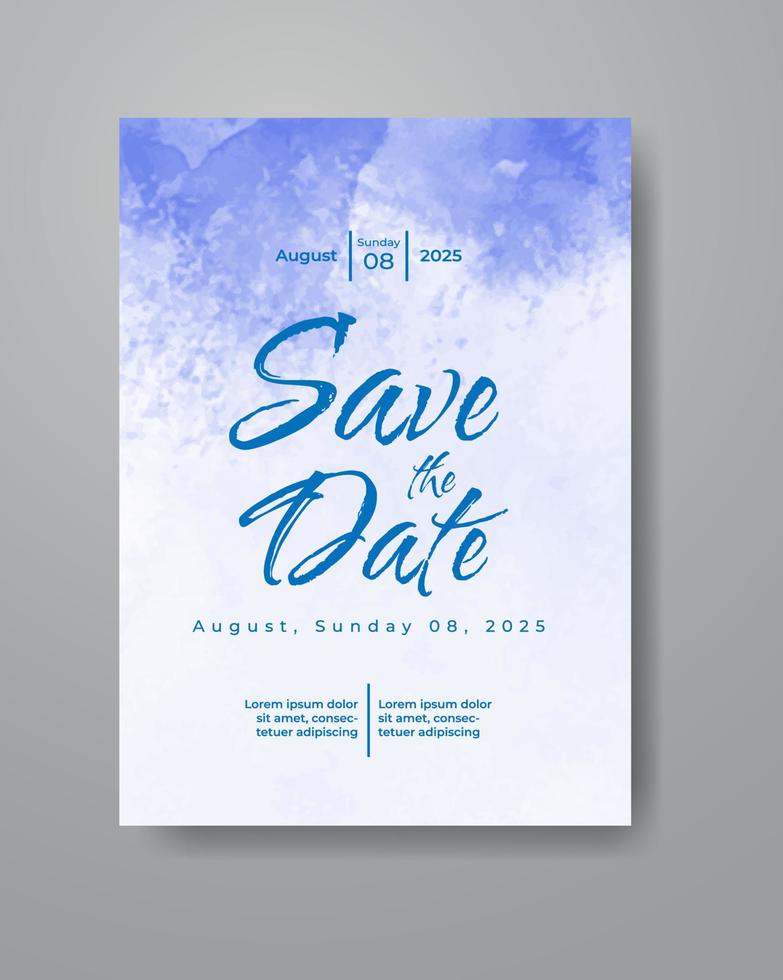 Save the date with watercolor background. Design for your invitation. vector
