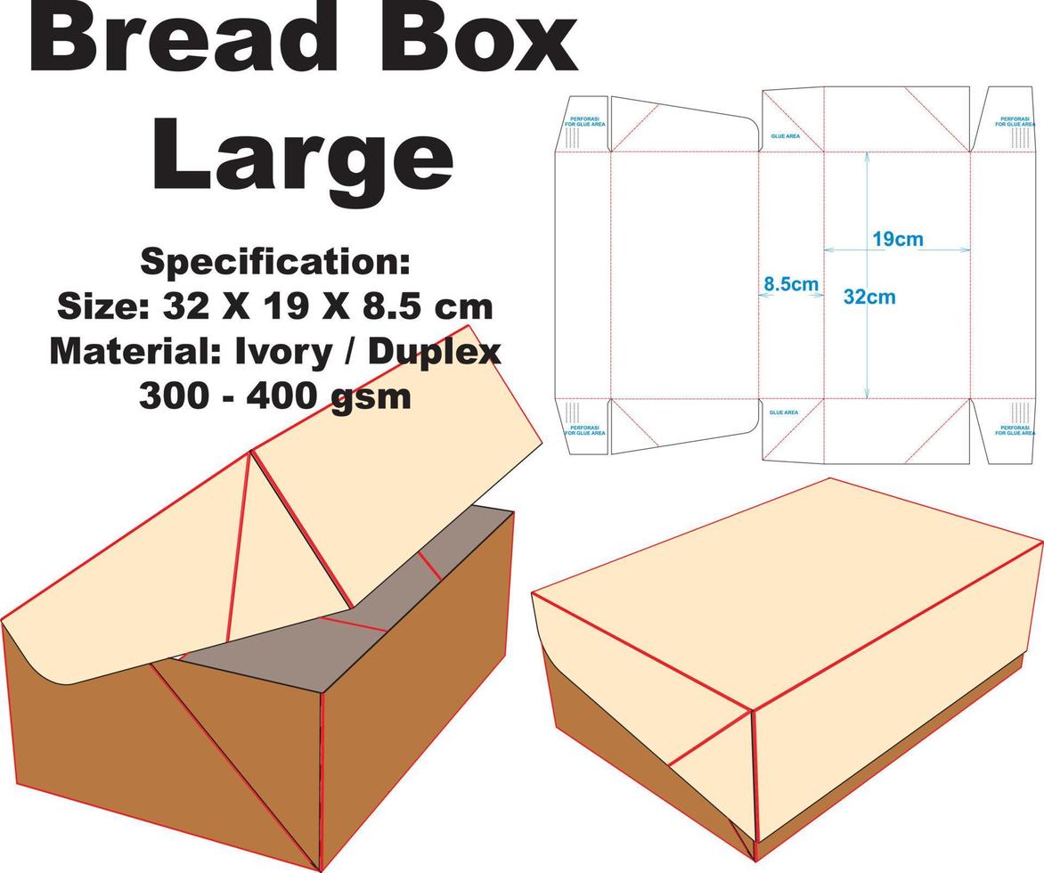 Very cool and simple bread box. In addition to its attractive shape, This box is also easy to carry. This box can also be used for cake boxes, lunch boxes, and snacks. vector