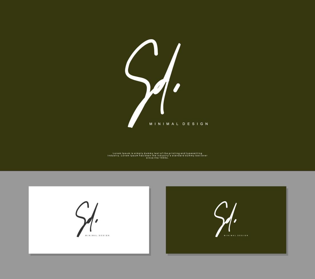 sd escritura inicial a mano o logotipo escrito a mano para la identidad. logo con firma y estilo dibujado a mano. vector