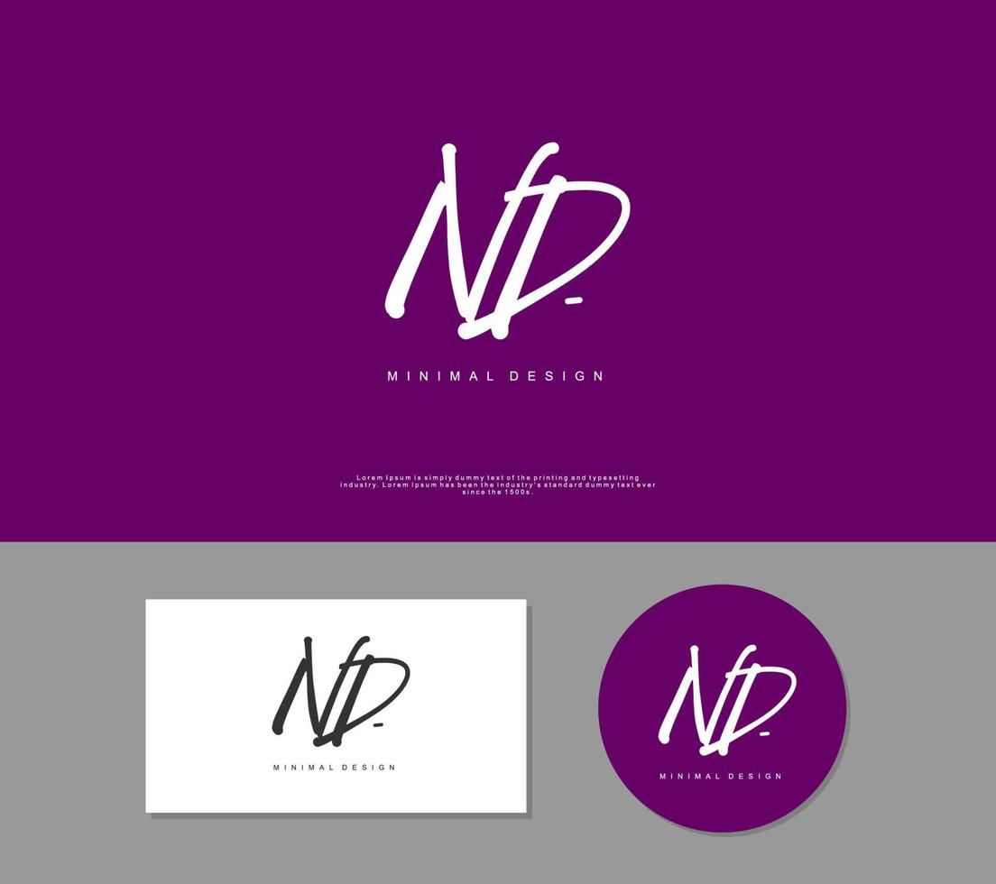 ND Initial handwriting or handwritten logo for identity. Logo with signature and hand drawn style. vector
