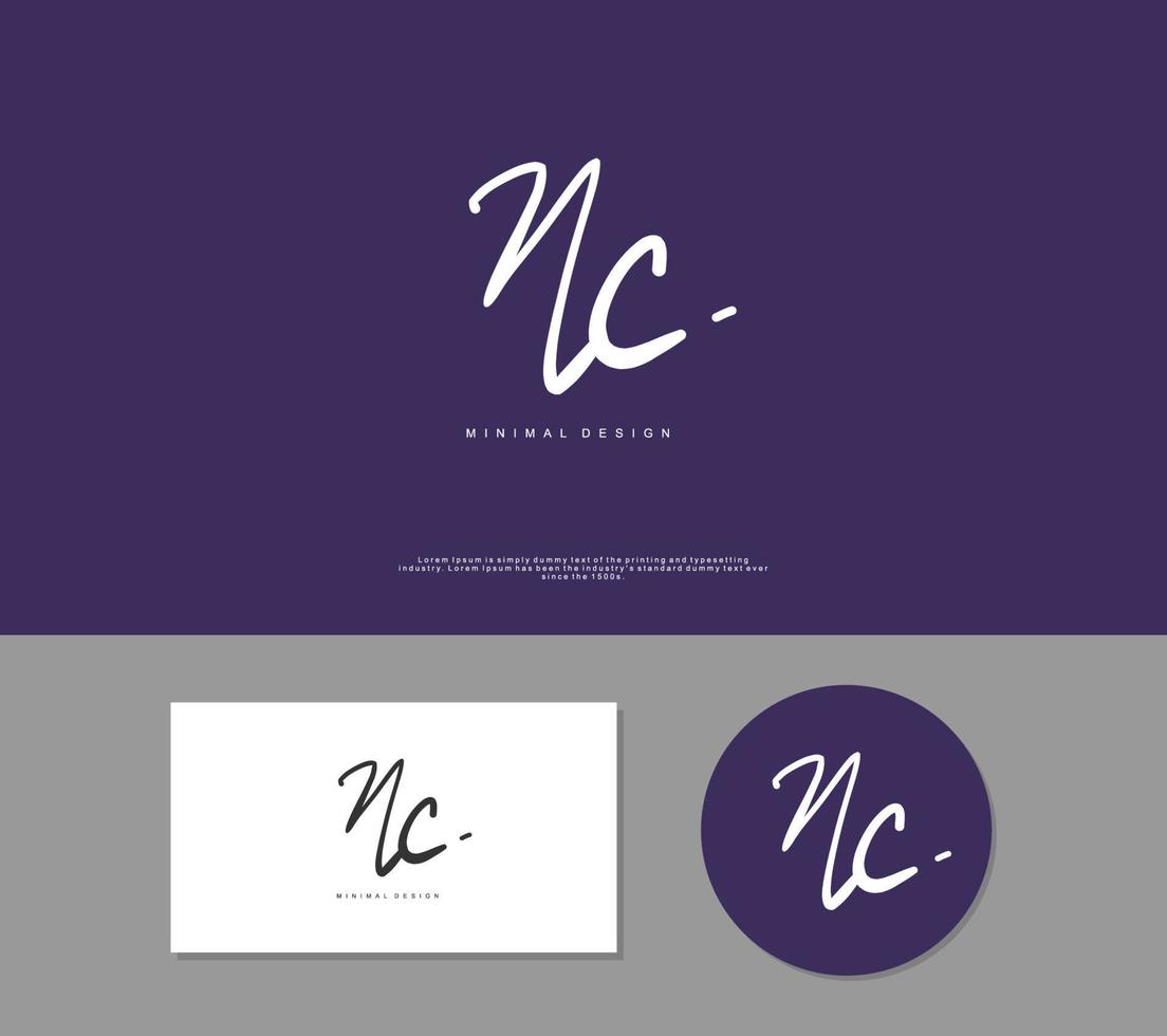 NC Initial handwriting or handwritten logo for identity. Logo with signature and hand drawn style. vector