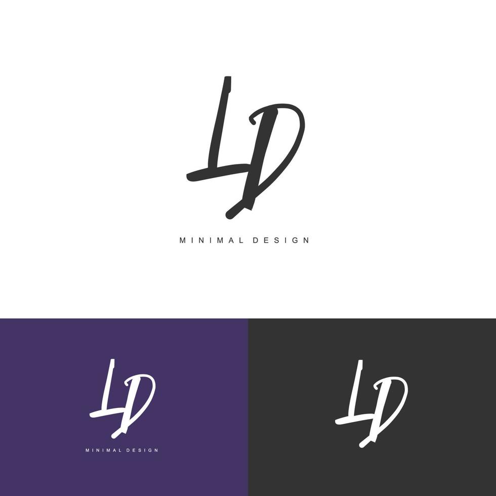 LD Initial handwriting or handwritten logo for identity. Logo with signature and hand drawn style. vector