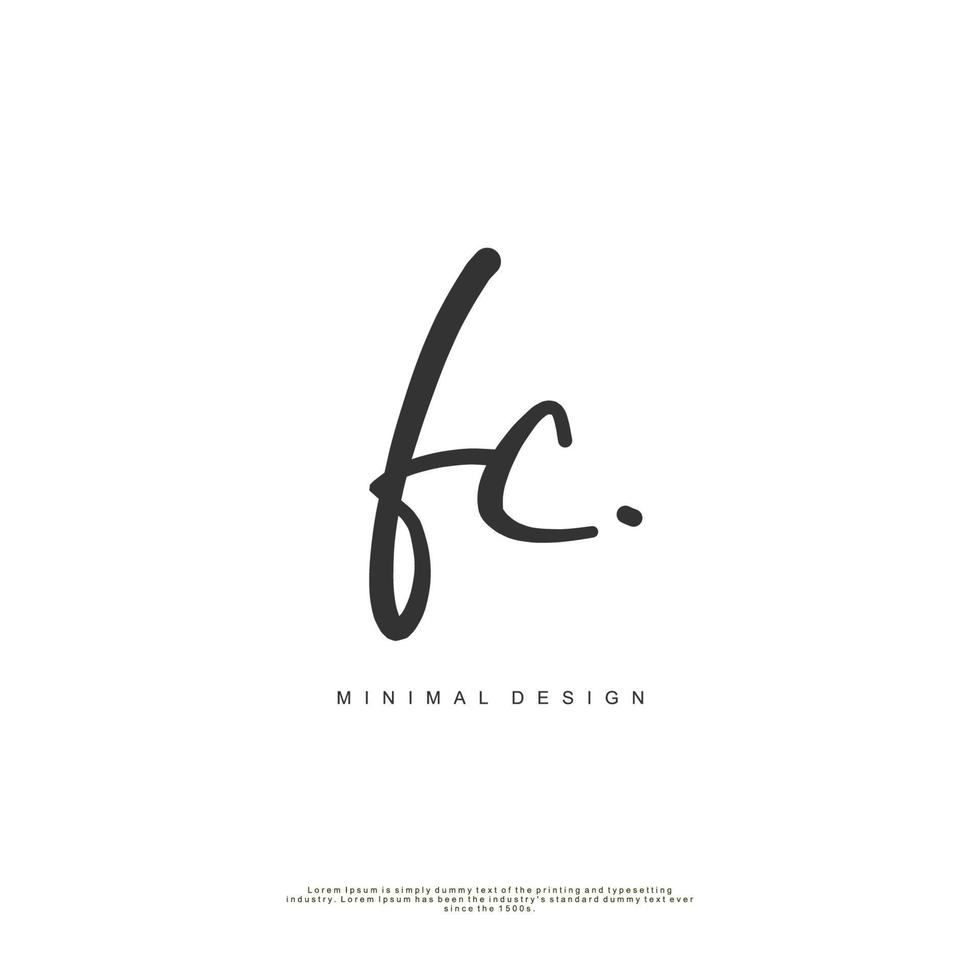 FC Initial handwriting or handwritten logo for identity. Logo with signature and hand drawn style. vector