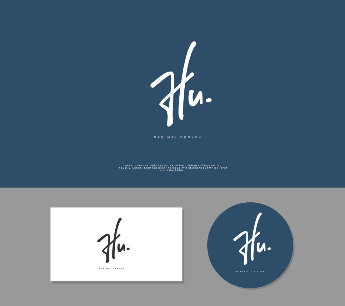 HU Initial handwriting or handwritten logo for identity. Logo with signature and hand drawn style. vector