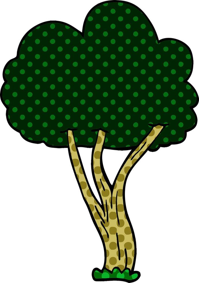 caricatura, garabato, árbol floreciente vector