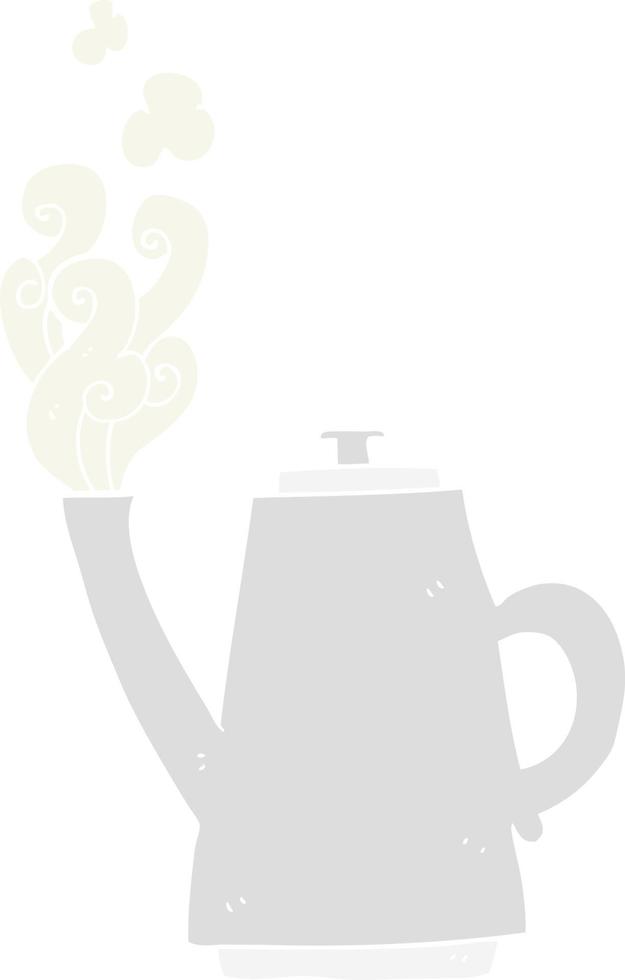 ilustración de color plano de una tetera de café humeante de dibujos animados vector