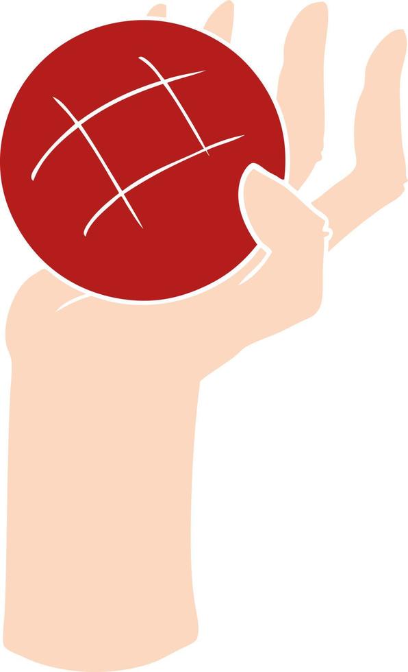 flat color style cartoon hand throwing ball vector