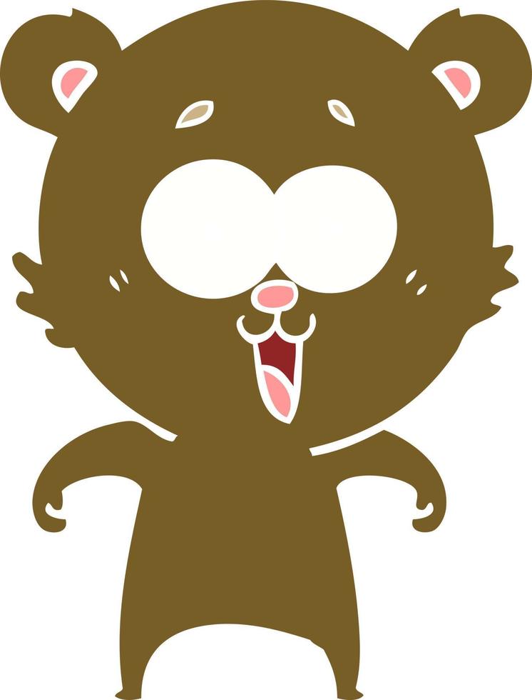 dibujos animados de estilo de color plano de oso de peluche riendo vector