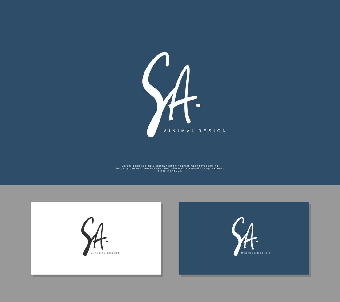 SA Initial handwriting or handwritten logo for identity. Logo with signature and hand drawn style. vector