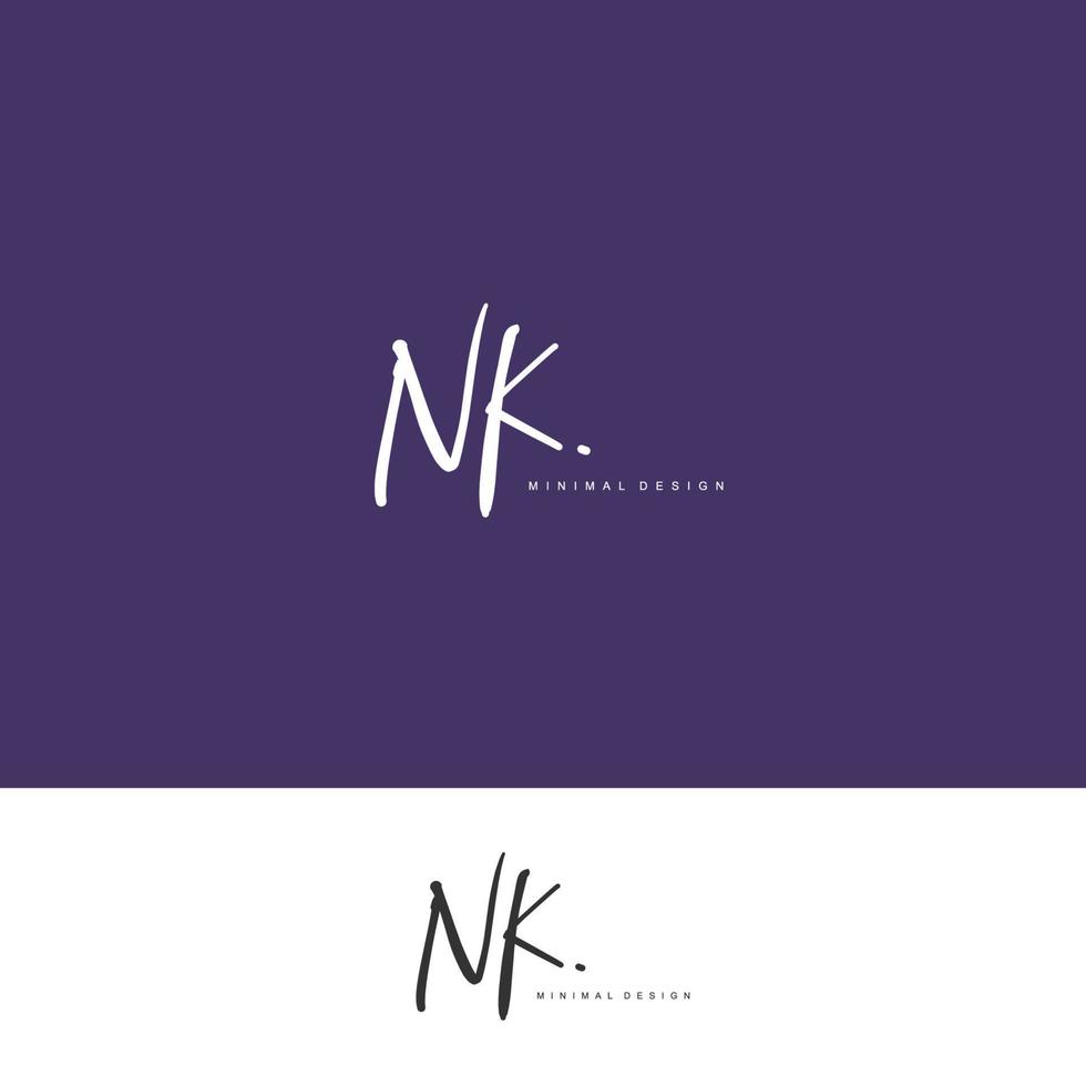 NK Initial handwriting or handwritten logo for identity. Logo with signature and hand drawn style. vector