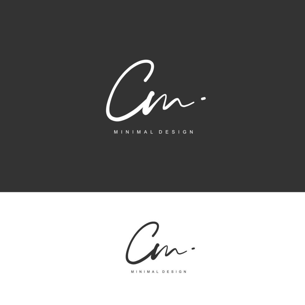 CM Initial handwriting or handwritten logo for identity. Logo with signature and hand drawn style. vector
