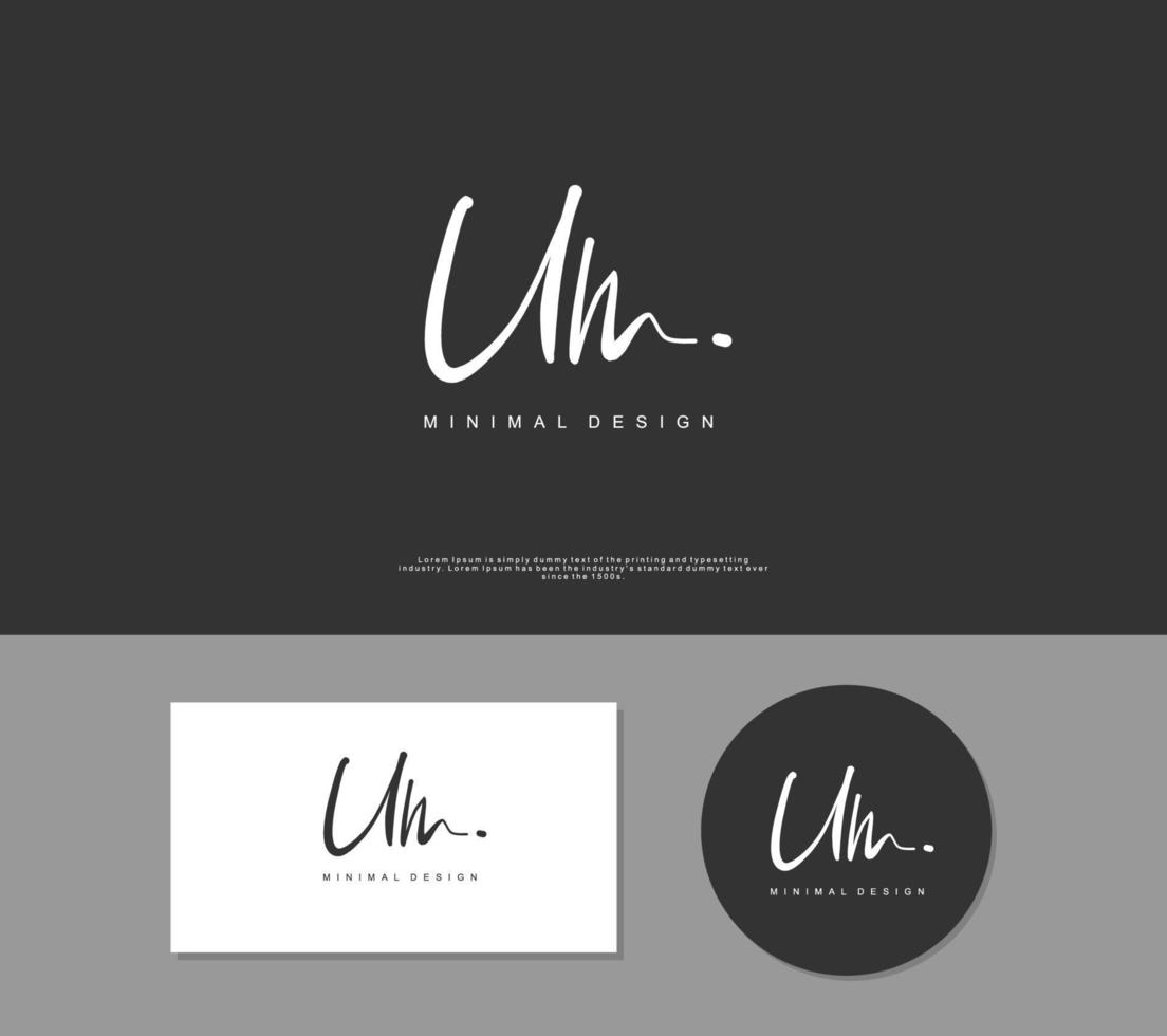 UM Initial handwriting or handwritten logo for identity. Logo with signature and hand drawn style. vector