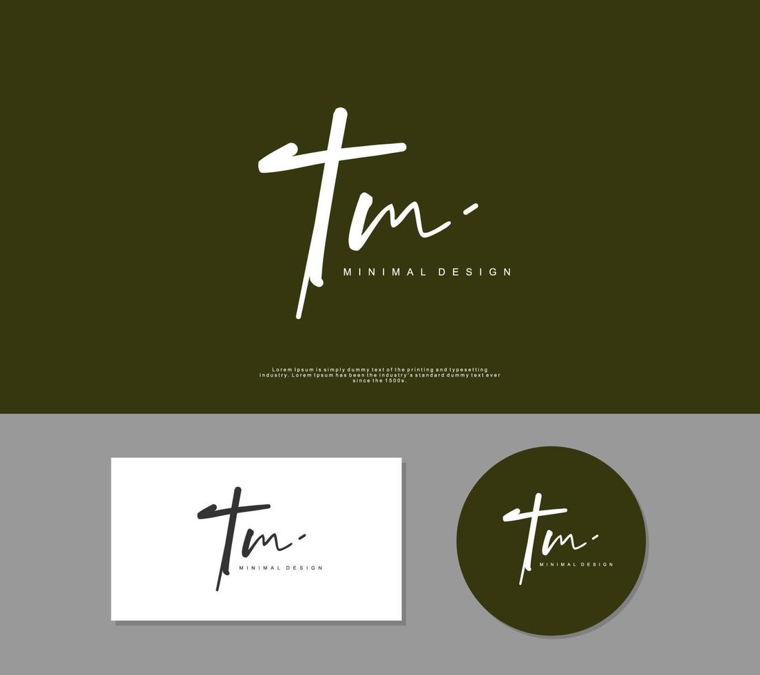 TM Initial handwriting or handwritten logo for identity. Logo with signature and hand drawn style. vector