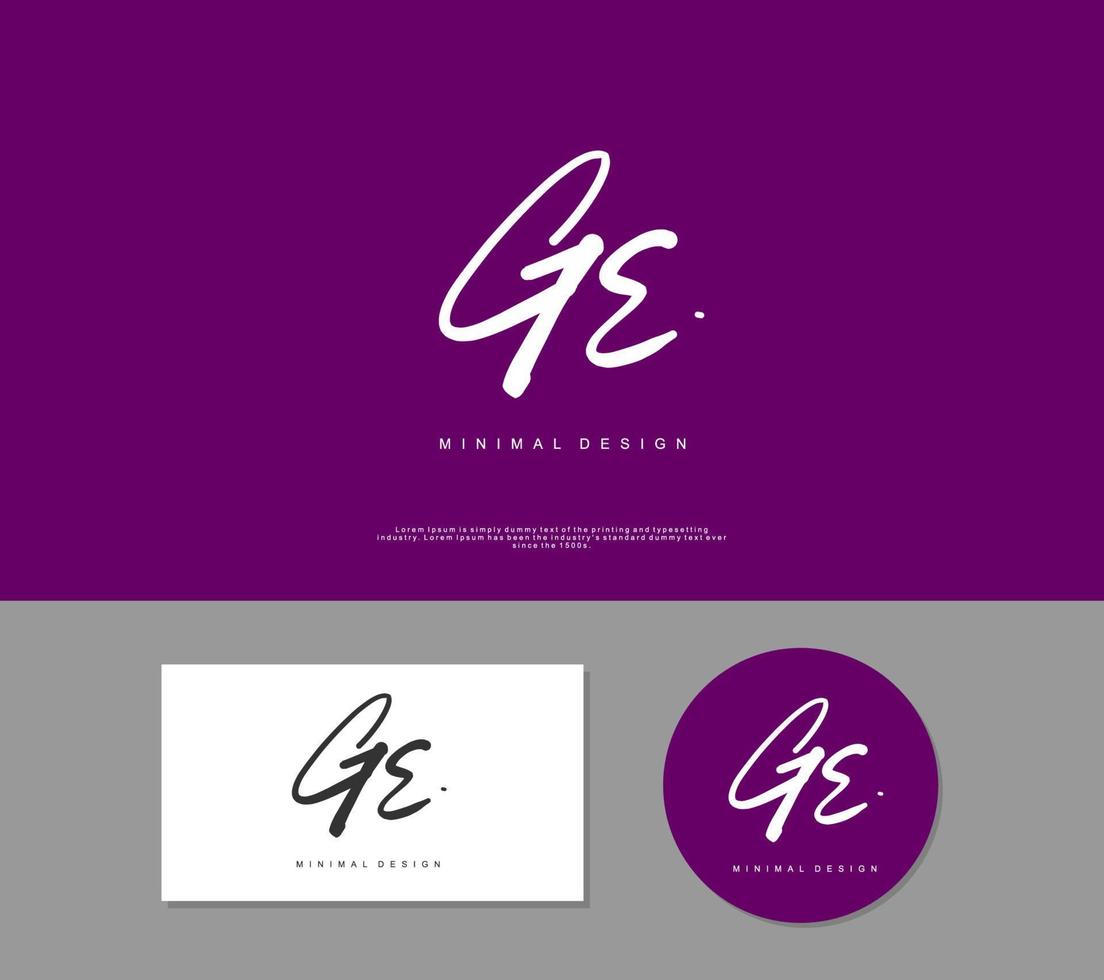 GE Initial handwriting or handwritten logo for identity. Logo with signature and hand drawn style. vector