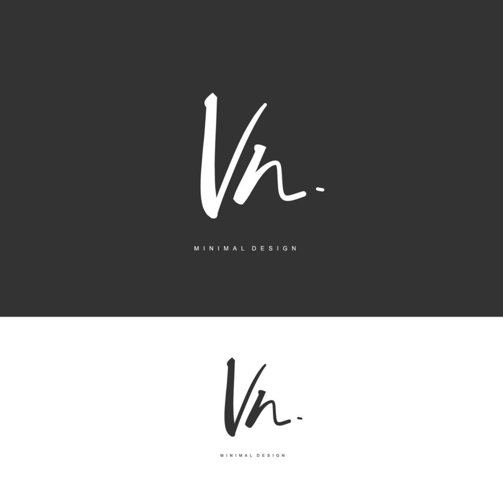 vn escritura a mano inicial o logotipo escrito a mano para la identidad. logo con firma y estilo dibujado a mano. vector